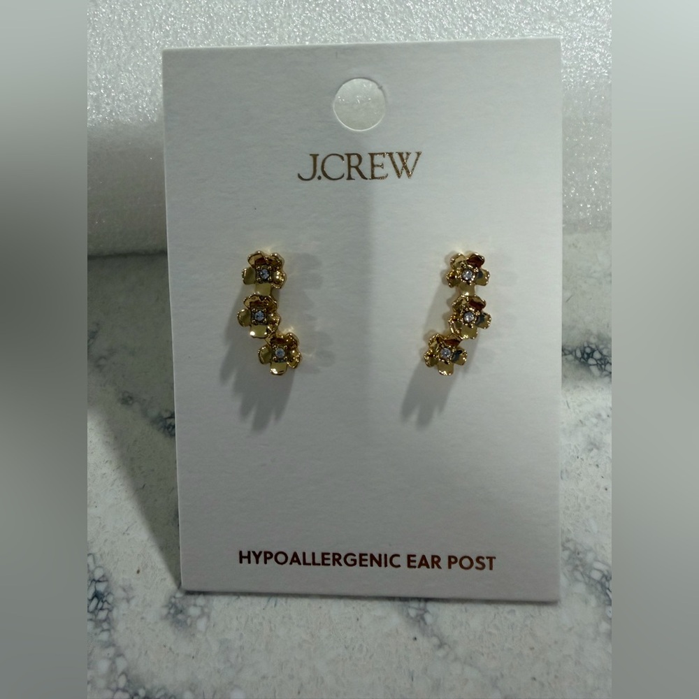 J. Crew Gold and Silver Floral Earrings